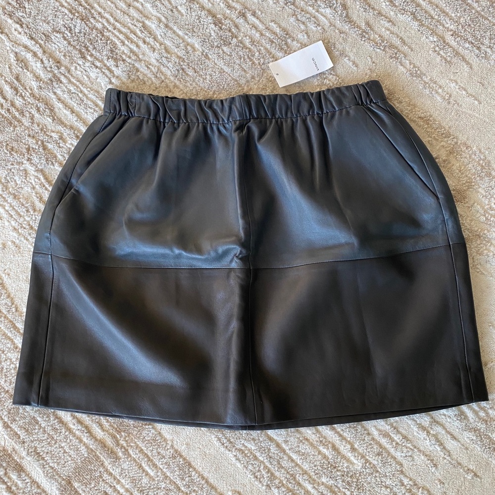 Vince Color-block Leather Skirt